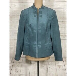 Vintage 70s Princeton Tailored Asian Suede Teal Suit Jacket Women’s Size 4